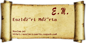 Eszlári Márta névjegykártya